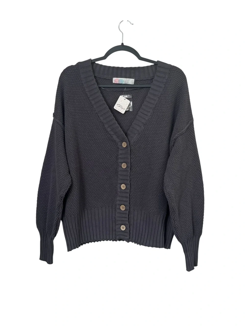 Free People FP Beach Hailee Cardigan
Oversized Waffle Knit Gray Button Front Sm - Picture 12 of 12